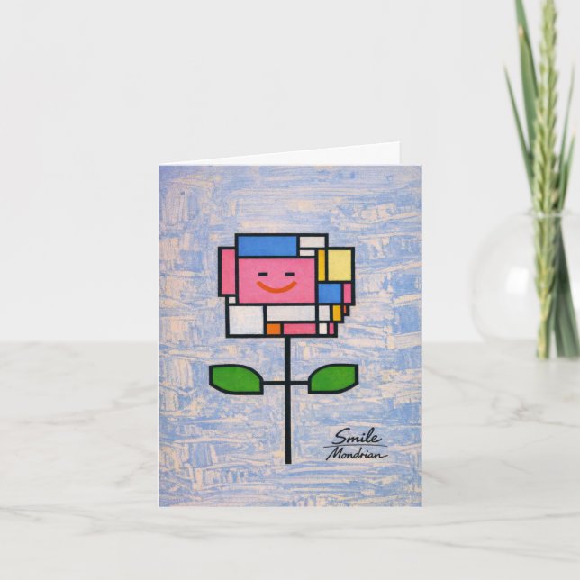 Carte Fleur sourire dans le style de Mondrian Amusant He (Devant)