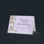 Carte Fleur spéciale de gloire de matin d'ami de joyeux<br><div class="desc">Envoyez à un ami spécial les souhaits de joyeux anniversaire avec cette carte comportant des fleurs de gloire de matin d'aquarelle et un contact de la structuration blanche de dentelle.</div>