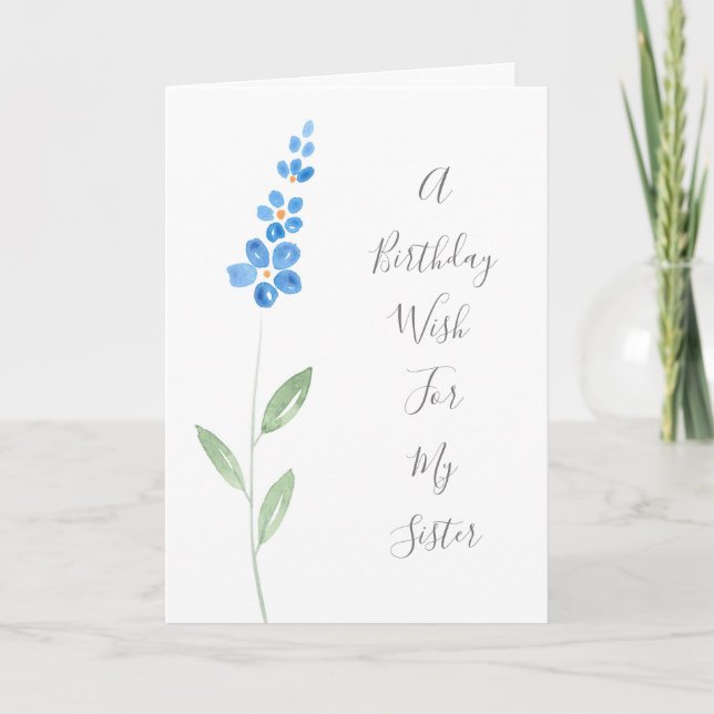 Carte Fleur Stock d'aquarelle bleue (Devant)