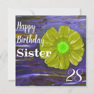 Carte Fleur verte Abstraite Soeur personnalisée Annivers