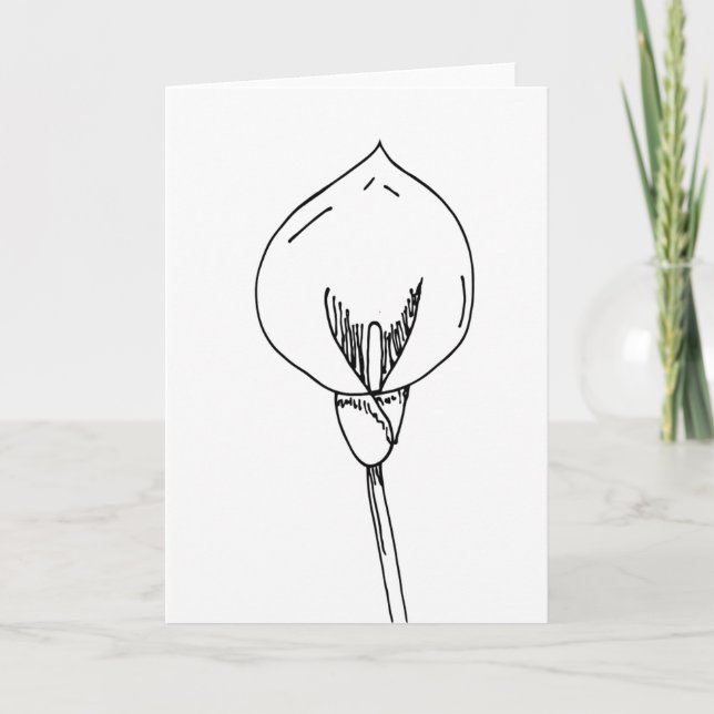 Carte Fleur Vierge Ligne Minimaliste d'Art (Devant)