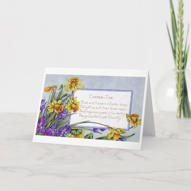 Carte Fleur vintage Narcissus de Pâques (Devant)