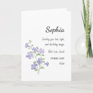 Carte Fleur Violette de Février Anniversaire Personnalis