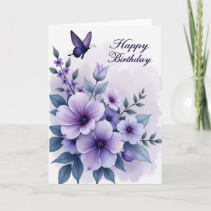 Carte Fleur Violette Joyeuse