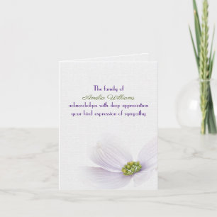 Carte Fleur violette pour le Merci sympathique de la fam