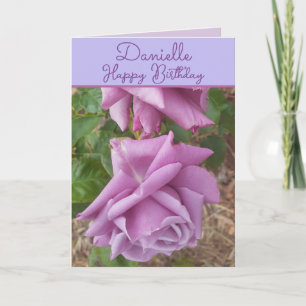 Carte Fleur Violette Rose Nom de Fille Anniversaire