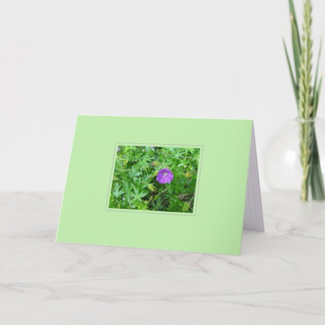 Carte Fleur violette sur blanc vert (Devant)