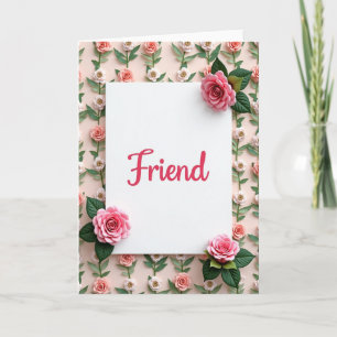 Carte Fleurie Ami Magenta