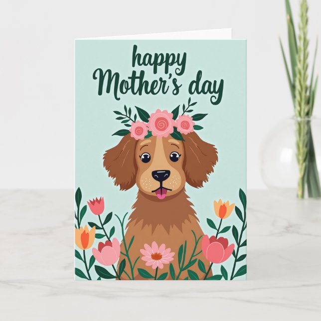 Carte Fleurie Amour de Chiots Mat (Devant)