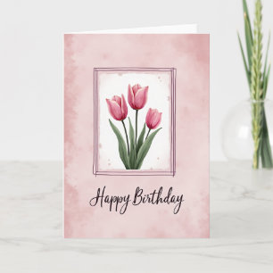 Carte Fleurie Anniversaire Rose Tendre