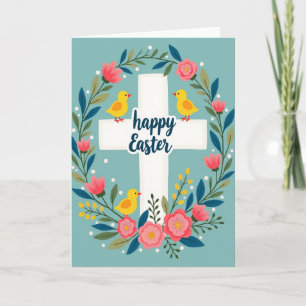 Carte Fleurie Cercle Oiseau Teal