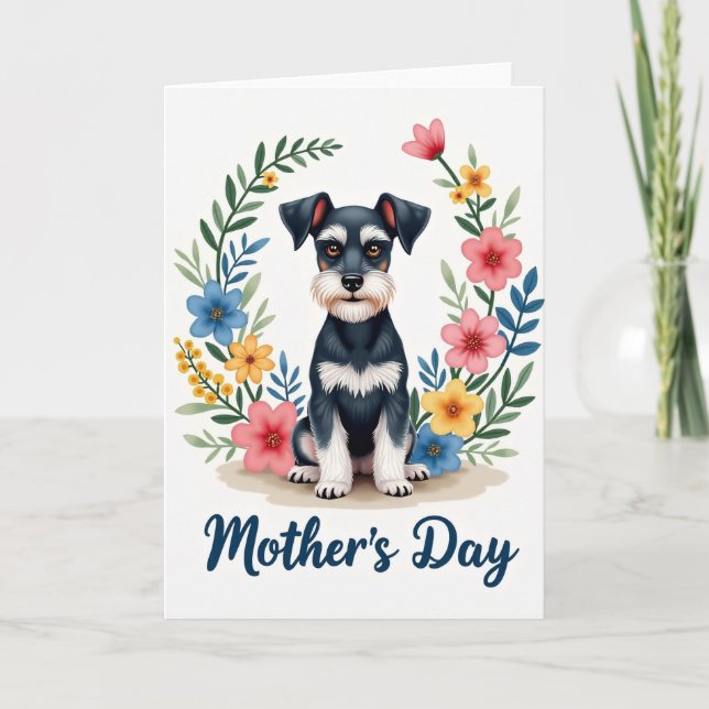 Carte Fleurie Chien Adorable Épouse (Devant)