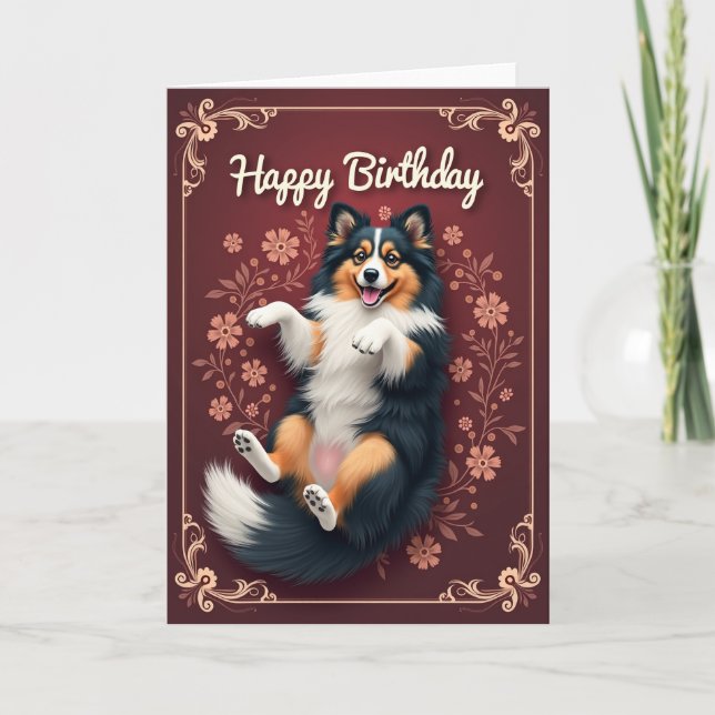 Carte Fleurie Chien Mignon (Devant)