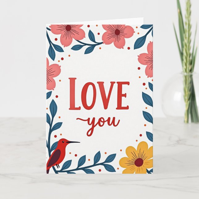 Carte Fleurie Classique Love You (Devant)