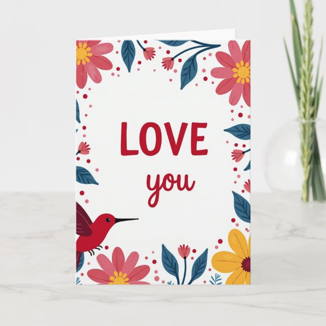 Carte Fleurie d'Amour Romantique (Devant)
