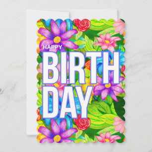Carte Fleurie d'Anniversaire Colorée – Dessin à la