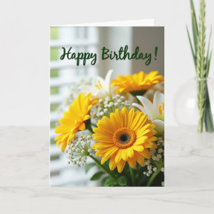 Carte Fleurie d'Anniversaire Joyeuse