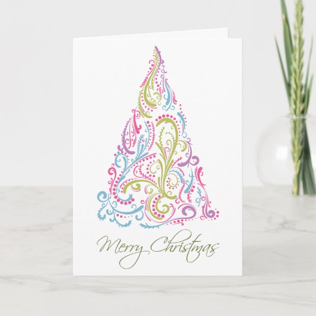 Carte fleurie d'arbre de Noël (Devant)