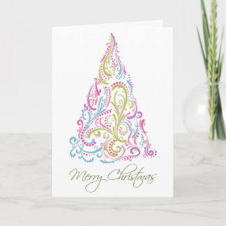 Carte fleurie d'arbre de Noël