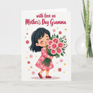 Carte Fleurie Enfant Souriant
