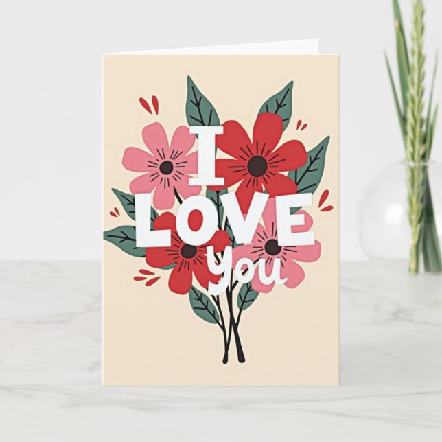 Carte Fleurie Je T'Aime (Devant)