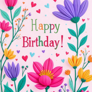 Carte Fleurie Joyeux Anniversaire