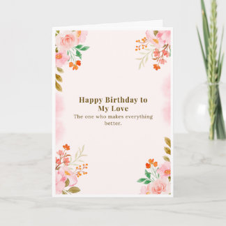 Carte Fleurie Joyeux Anniversaire à Mon Amour