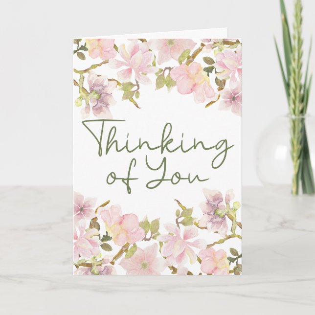 Carte Fleurie Magnolia Rose Pâle Pensée pour Vous (Devant)