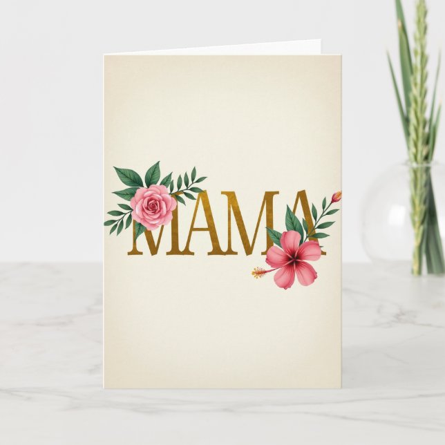 Carte Fleurie Maman d'Amour Dorée (Devant)