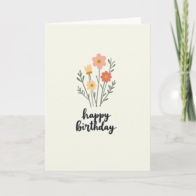 Carte Fleurie Pastel Rayée (Devant)