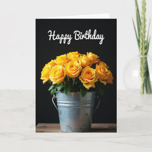 Carte Fleurie Rose Jaune Radieux