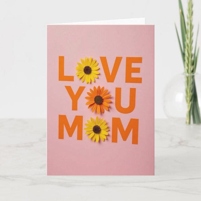 Carte Fleurie Rose Je T'Aime Maman (Devant)