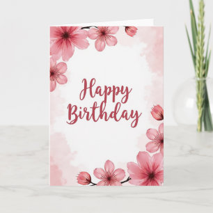 Carte Fleurie Rose Rayée