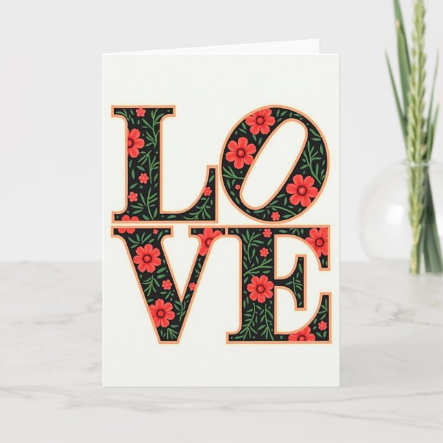 Carte Fleurie Simple Amour (Devant)