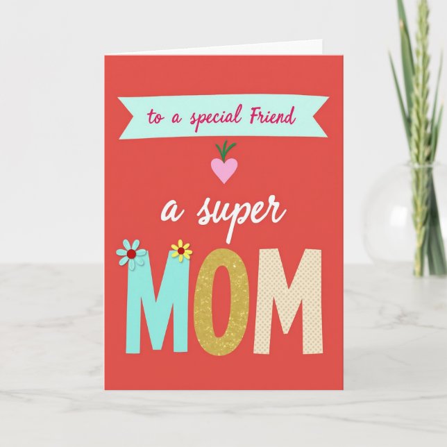 Carte Fleurie Super Maman Adorable (Devant)