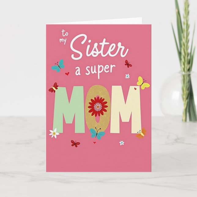 Carte Fleurie Super Maman Soeur (Devant)