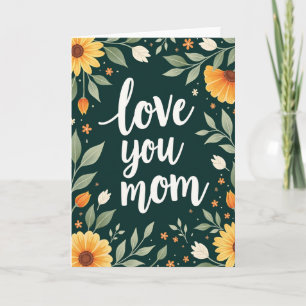 Carte Fleurie Turquoise Je T'Aime Maman