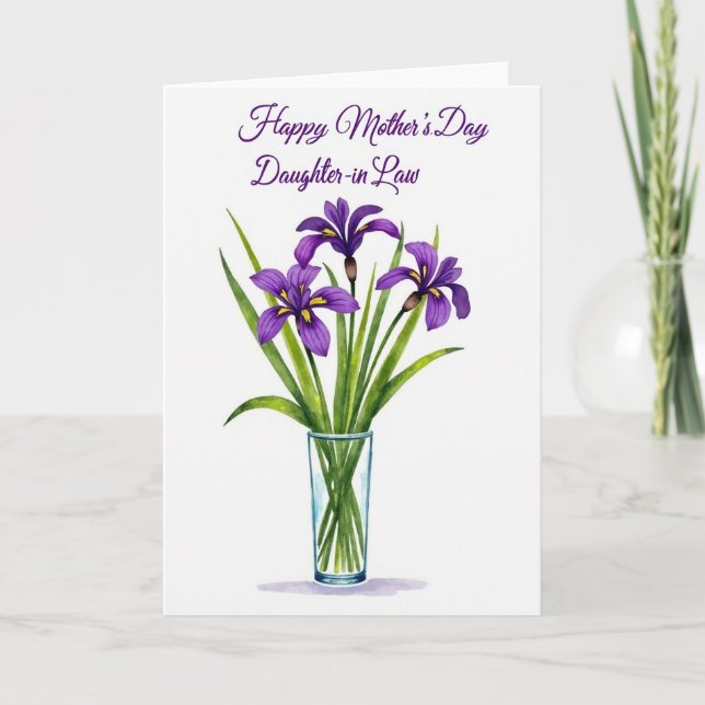 Carte Fleurie Violet Chevron (Devant)