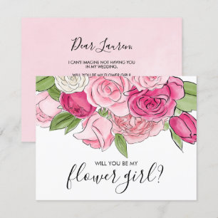 Carte Fleuriste Fleurs Roses Aquarelle Rose