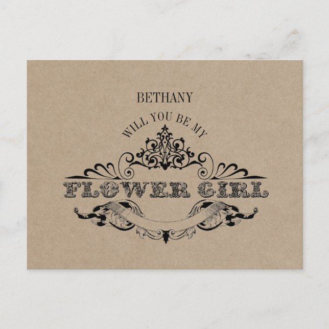Carte Fleuriste Rustique Kraft Vintage Be My (Devant)