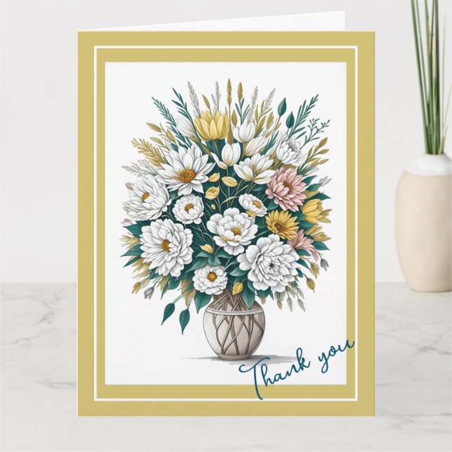 Carte Fleuron Boho Moderne Dans Un Vase Merci (Devant)