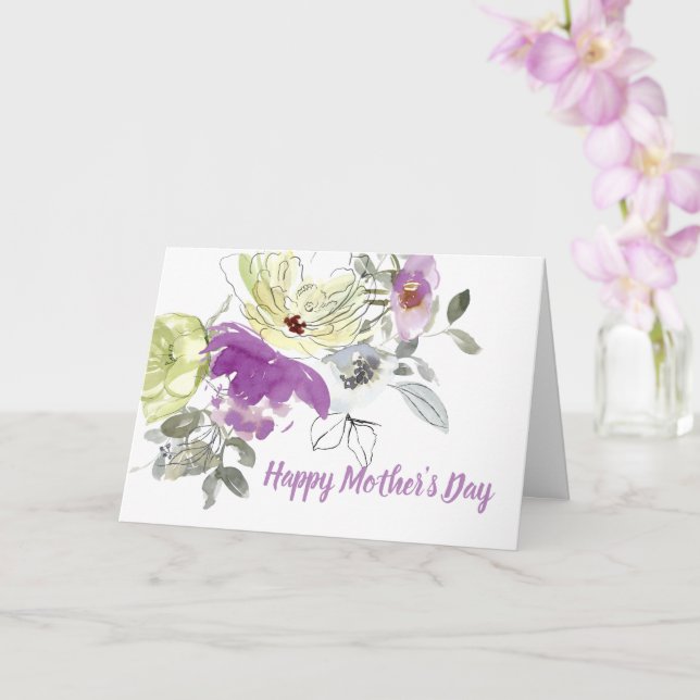 Carte Fleuron mauve et crème Joyeuse fête des mères (Orchidée)