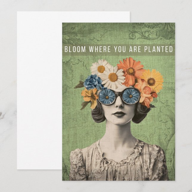 Carte Fleuron où planté Surreal Flower Woman (Devant / Derrière)