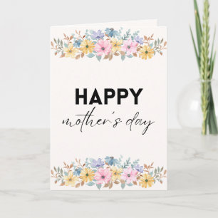 Carte Fleurs à l'aquarelle élégantes Bonne fête des Mère