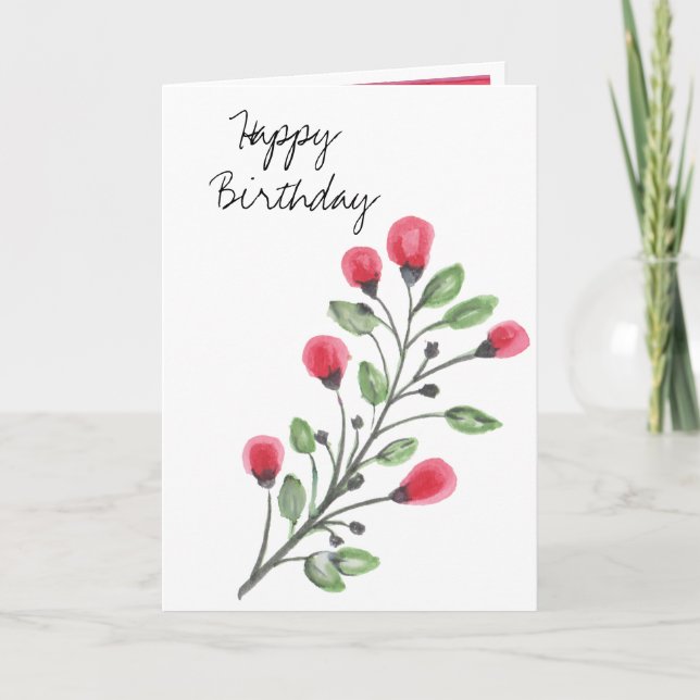 Carte Fleurs à l'aquarelle Joyeux Anniversaire (Devant)