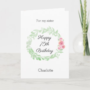 Carte Fleurs aquarelle 75e anniversaire