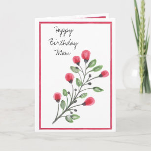 Carte Fleurs aquarelle Joyeux Anniversaire Maman