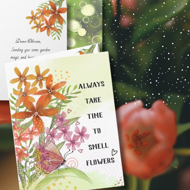 Carte Fleurs Aquarelle Magie Motivation De Guérison (Watercolor Floral Garden Magic Get Well Motivational Card)