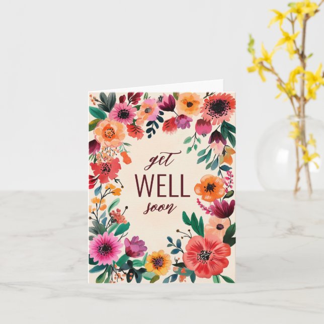 Carte Fleurs aquarelles audacieuses  BIENTÔT SUR MESURE (Fleur jaune)