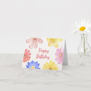 Carte Fleurs aquarelles colorées